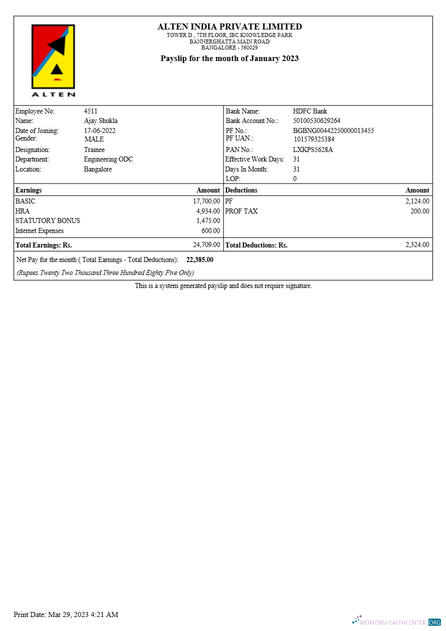 Download Alten India payslip template in Word and PDF formats.pdf, 1 Photoshop template